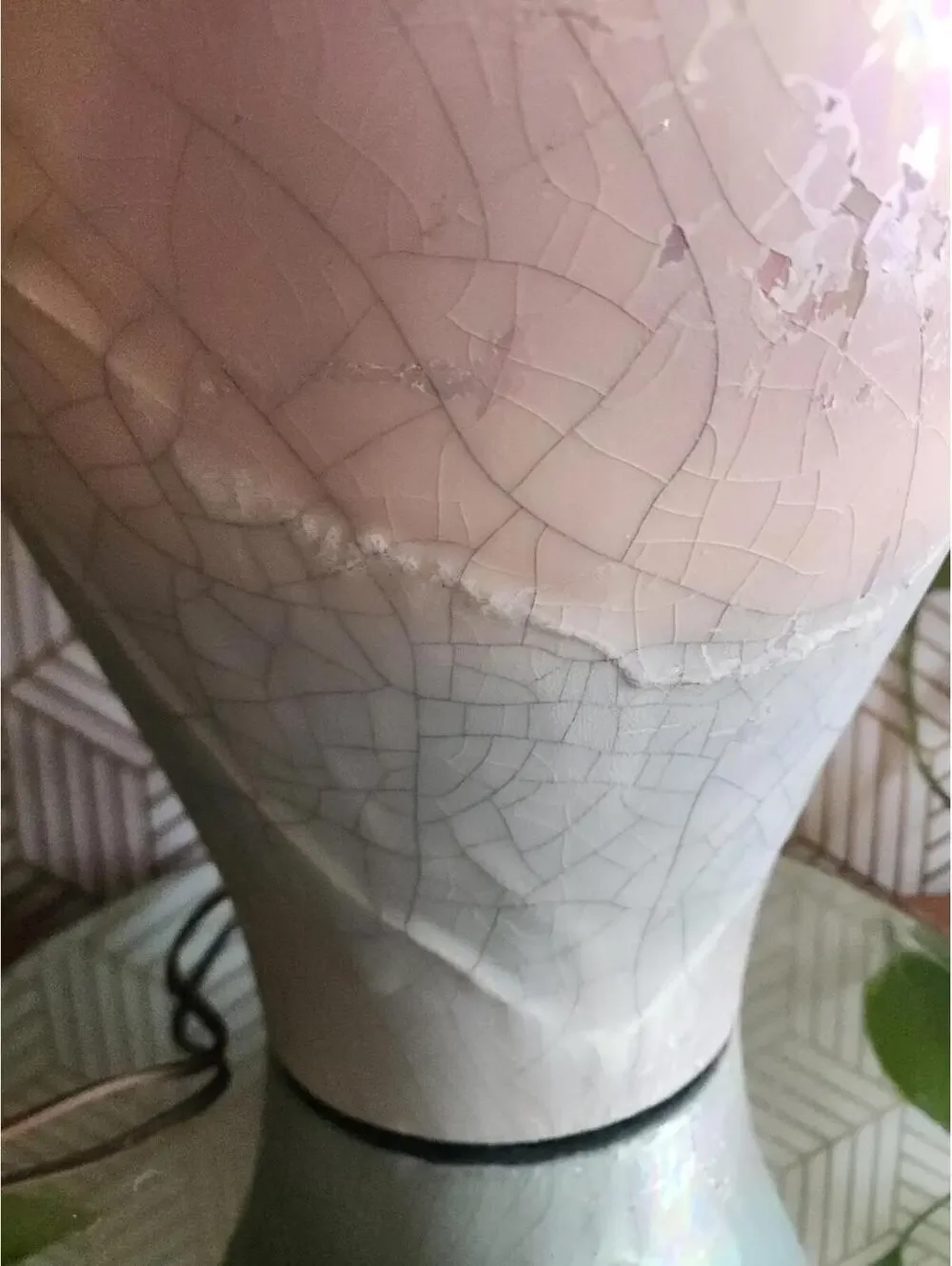 1980s Raku Glazed Ceramic Rainbow 3 way Table Lamp Made by Sunset Lamp Company